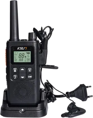 1 Pack Walkie Talkies, KSUN TFSI GZ30 Two-Way Radio Long Range with Receive Two Channels simultaneously LED Flashlight VOX LCD Display Tpye-C for Hiking Camping Trip（1 Pack）