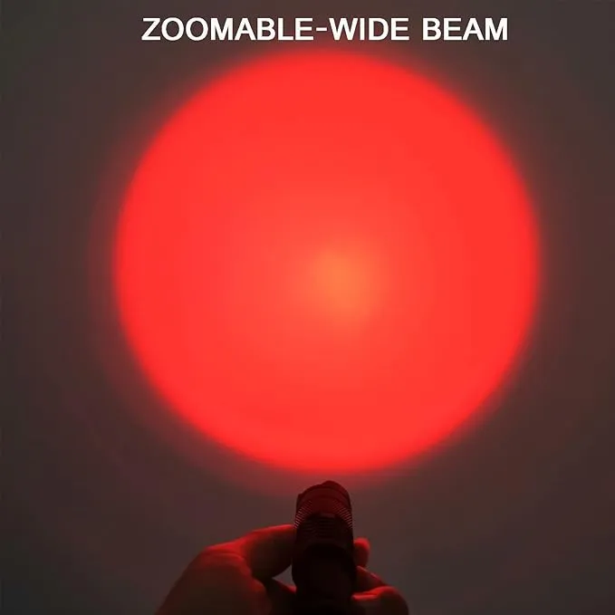 10 Pack Red Light Flashlight Single Mode Red Light Torch with Clip Zoomable Red Flashlight for Hunting Astronomy Aviation Night Observation