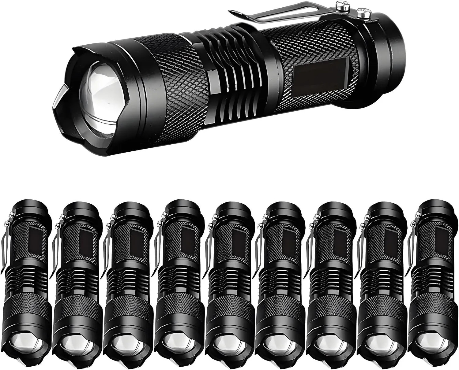 10 Pieces LED Flashlights Torch, High Lumens Mini Flashlight Waterproof Pocket Flash Light with 3 Modes, Adjustable Focus Zoomable for Camping, Hiking, Indoor, Outdoor, Home Use