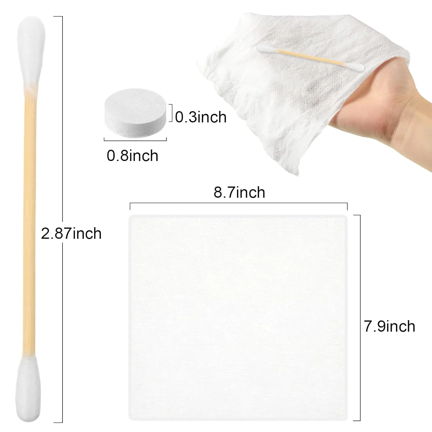 1000 Cotton Swabs Travel Size Individually Packaged Double Headed Cotton Swabs and 200 Compressed Towels Portable Disposable Mini Compressed Towels Suitable for Travel Hotel Makeup Care