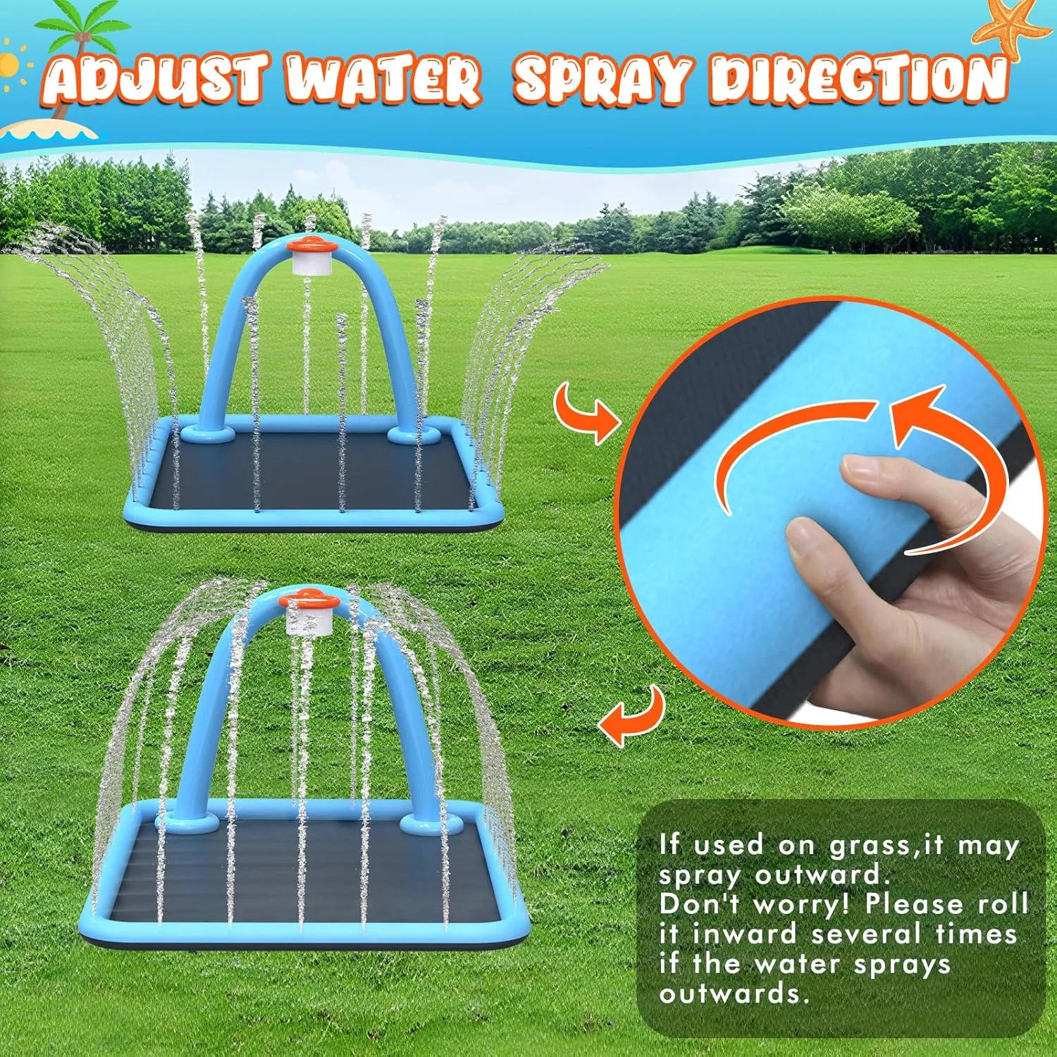 102x87'' Splash Pad with Ball, Basketball Hoop & Arch, Outdoor Water Mat for Kids, Dogs & Adults, Non-Slip Thickened Sprinkler Pad for Backyard Summer Fun