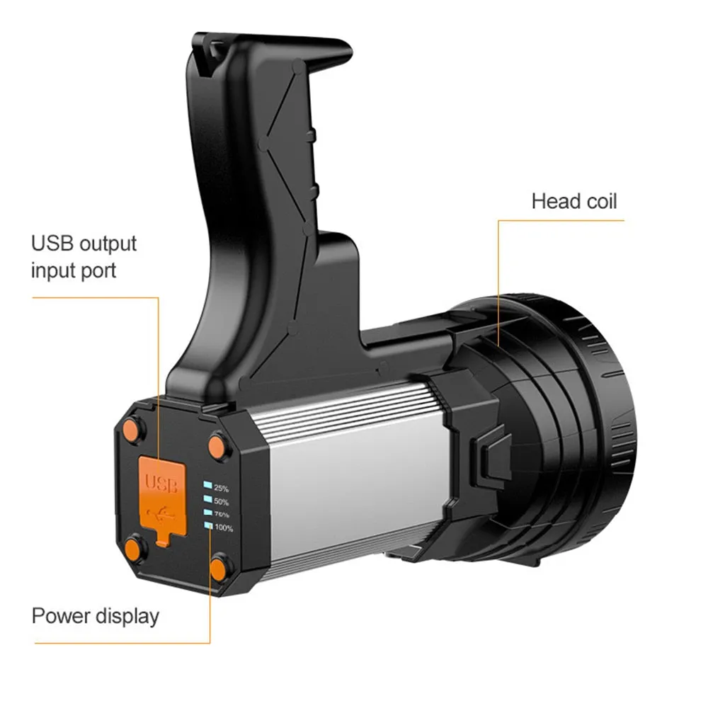 150000lm LED Handheld Spotlight Searchlight Torch USB Rechargeable Work Light 10000mAh Long Lasting
