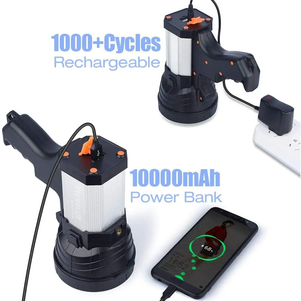150000lm LED Handheld Spotlight Searchlight Torch USB Rechargeable Work Light 10000mAh Long Lasting