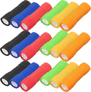 18Pack Mini Flashlights,9-LED Handheld Flashlight,Assorted Colors Mini LED Flashlight,Small Mini Flashlights with 54pcs AAA Batteries & Lanyard,Flashlight Bulk for Night Reading Camping Party Favors