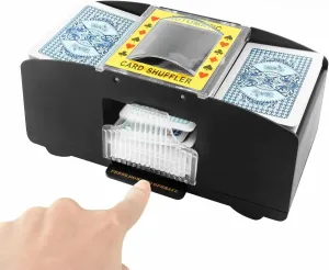 2 Decks Automatic Card Shuffler by Emlimny, Battery Operated Poker Shuffler,Playing Card Shuffler Electric for Home Card Game - Black