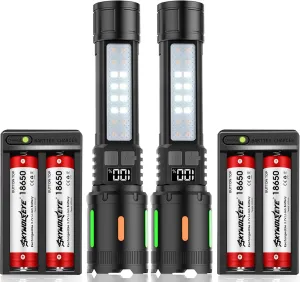 2 Pack 5 Modes LED Rechargeable Flashlights, Super Bright Zoomable Flashlight Waterproof for Kids Camping，Emergencies
