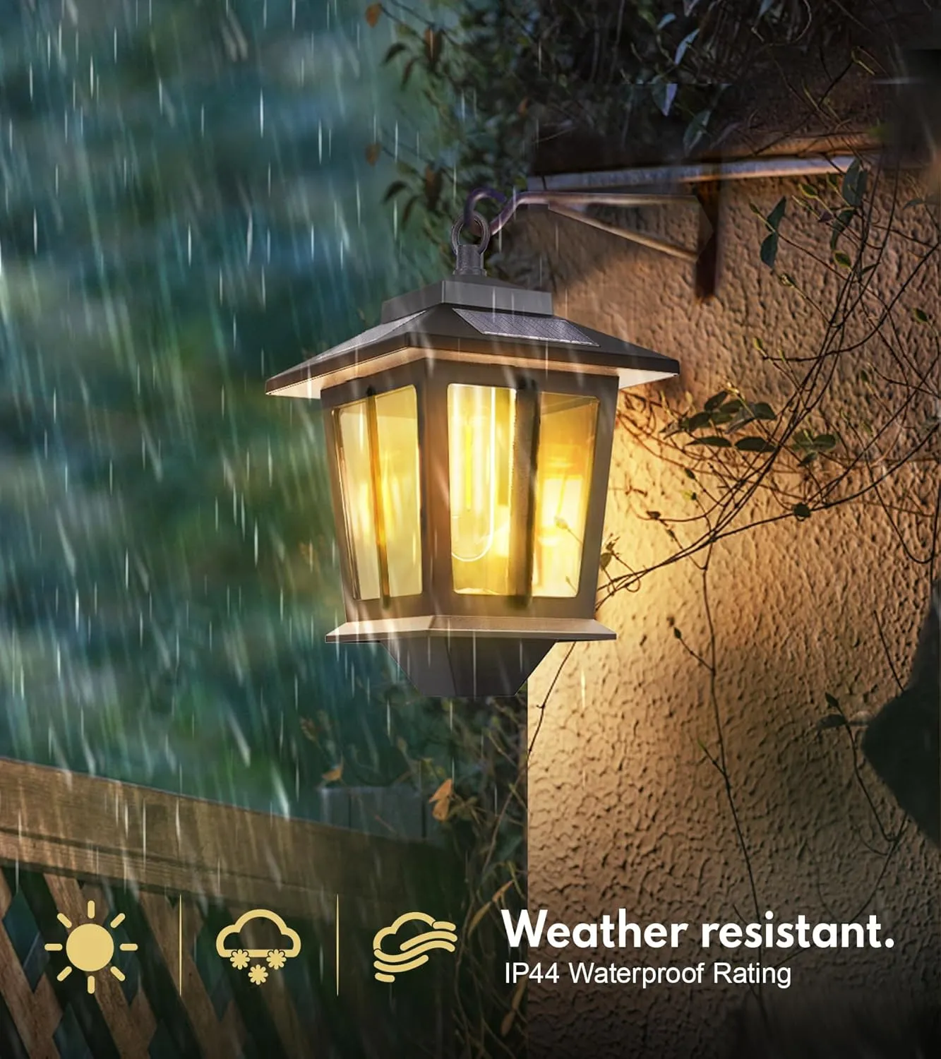 2 Pack Hanging Solar Lantern, Aluminum Outdoor Hanging Solar Lights with 4 Solar Panels, Dusk to Dawn Led Outdoor Solar Lanterns, Anti-Rust Waterproof Solar Wall Lanterns with Hooks, 3000K Warm White
