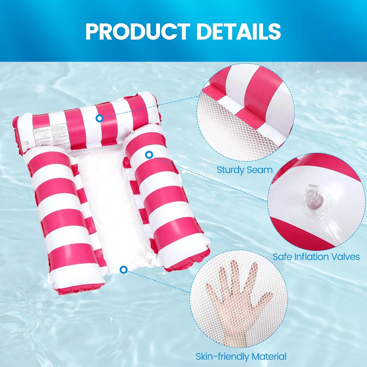 2 Pack Inflatable Pool Floats 4-in-1 Pool Hammock with Bottom Mesh 3 Tubes Inflatable Hammock for Adults,Portable Floating Chair Bed for Travel, Swimming Pool Hot Tub