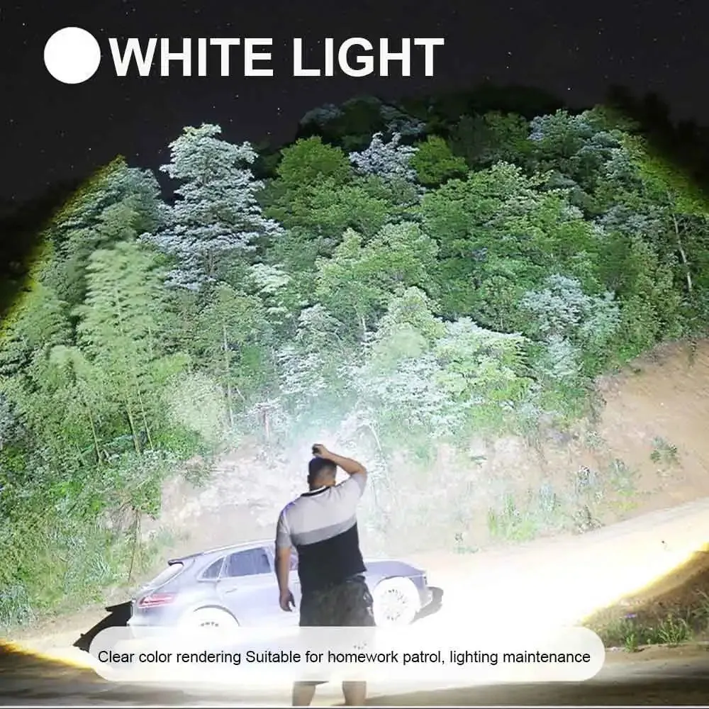 2025 Latest 3000 Watt Dual Light Source White and Yellow Laser Super Bright Flashlight Tactical Aluminum Flashlight Emergency Spotlight