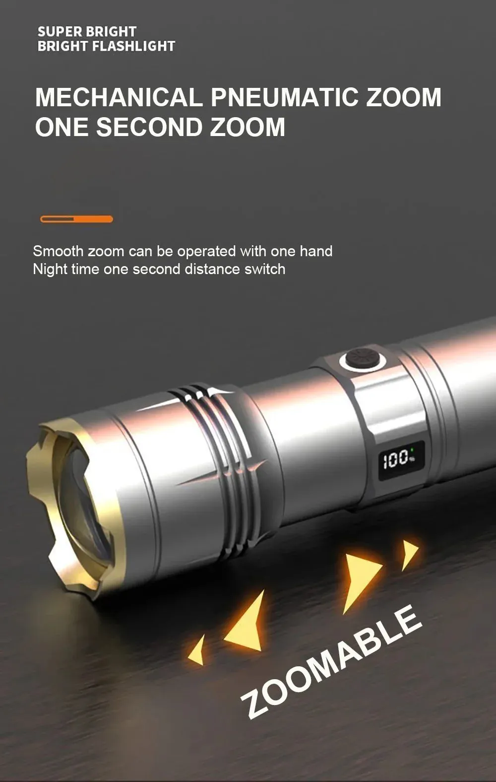 2025 Latest 3000 Watt Dual Light Source White and Yellow Laser Super Bright Flashlight Tactical Aluminum Flashlight Emergency Spotlight