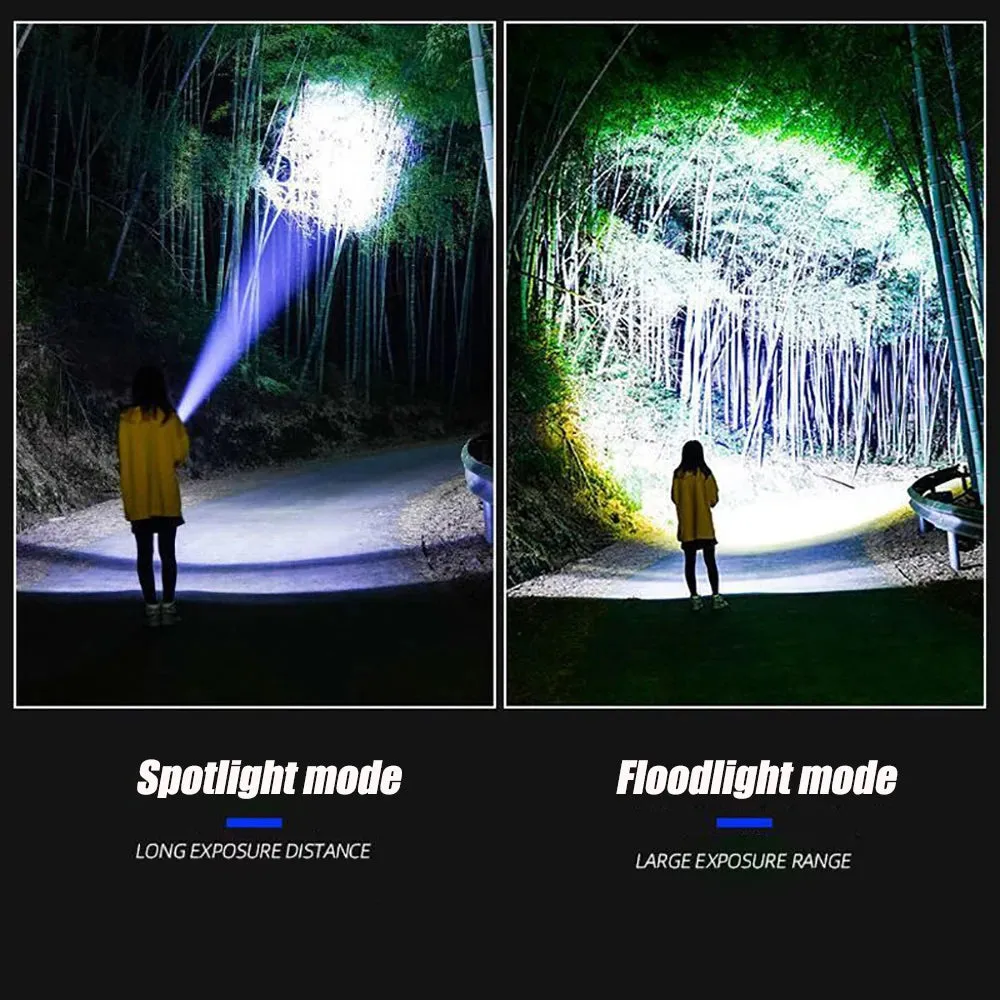 2025 Latest 3000 Watt Dual Light Source White and Yellow Laser Super Bright Flashlight Tactical Aluminum Flashlight Emergency Spotlight