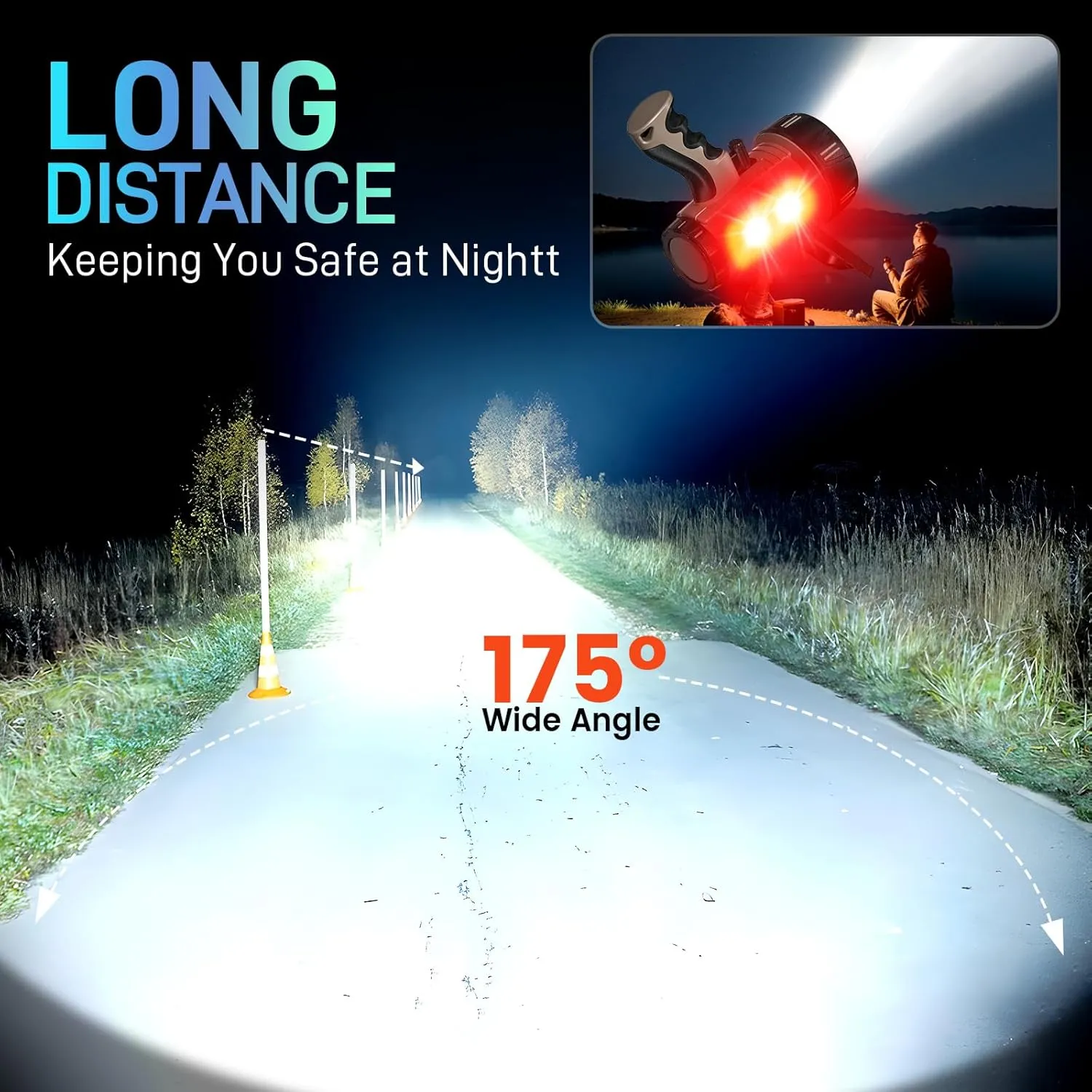 2025 New Super Bright Rechargeable Spotlight,High LM Flashlight Handheld Spotlight,Large Capacity Spot Lights Outdoor Runtime 48  Hrs,Flashlight Searchlight,Flood Camping Hunting Boating,with Tripod