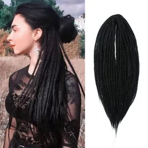 20" Double Ended Dreadlock Extensions 15 Strands Black DE Soft Synthetic Handmade Braid Dread Extensions