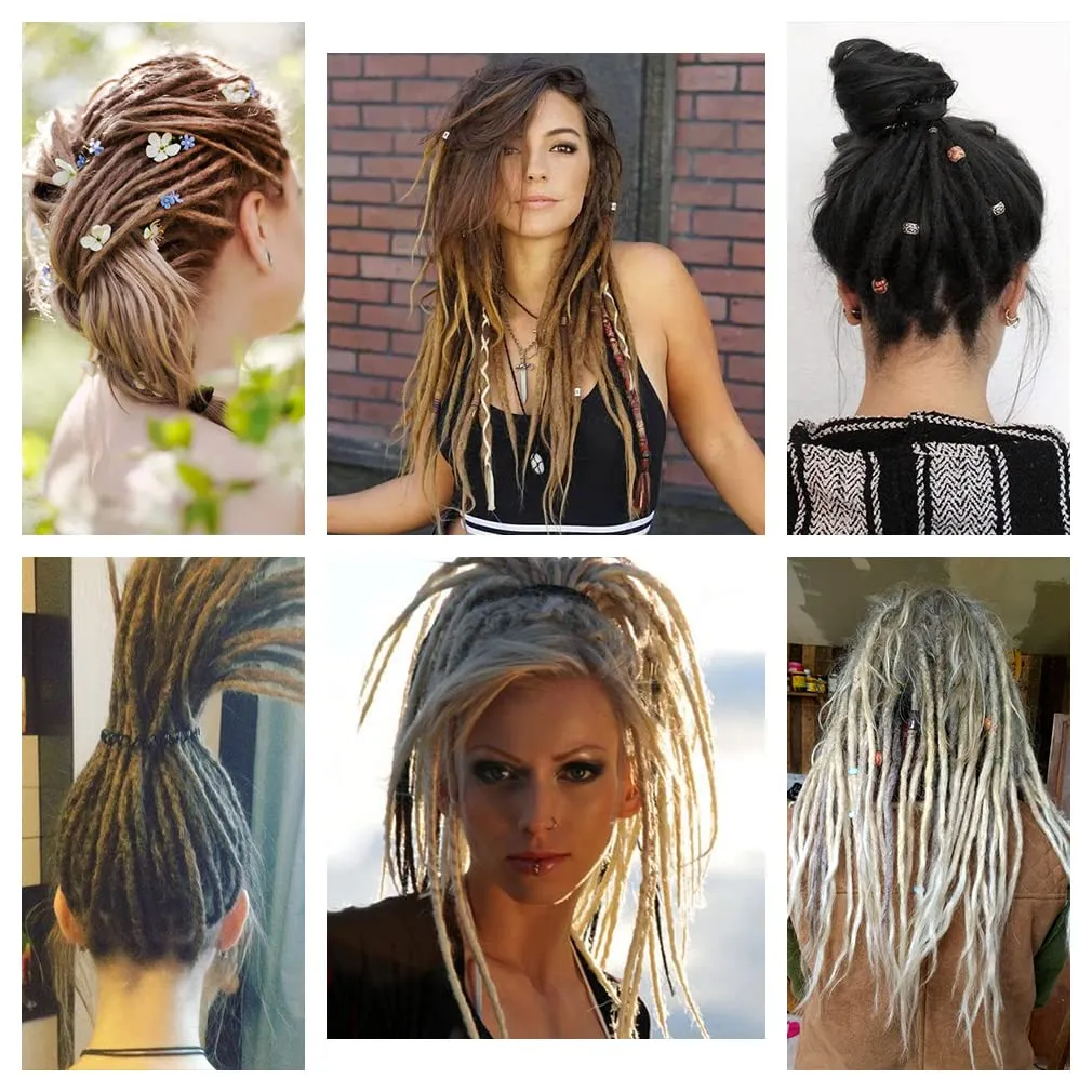 20" Double Ended Dreadlock Extensions 15 Strands Black DE Soft Synthetic Handmade Braid Dread Extensions