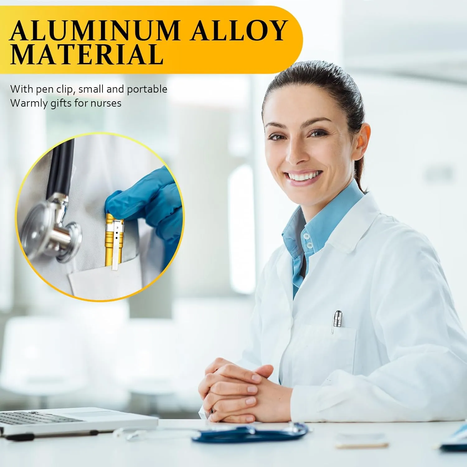 24 Pack Mini Pen Flashlights Bulk LED Pen Lights Aluminum Pocket Flashlights with Clips Small Handheld Torches Gifts for Nurses Camping Hiking Emergency Outdoor (Black,Silver,Yellow)