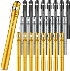 24 Pack Mini Pen Flashlights Bulk LED Pen Lights Aluminum Pocket Flashlights with Clips Small Handheld Torches Gifts for Nurses Camping Hiking Emergency Outdoor (Black,Silver,Yellow)