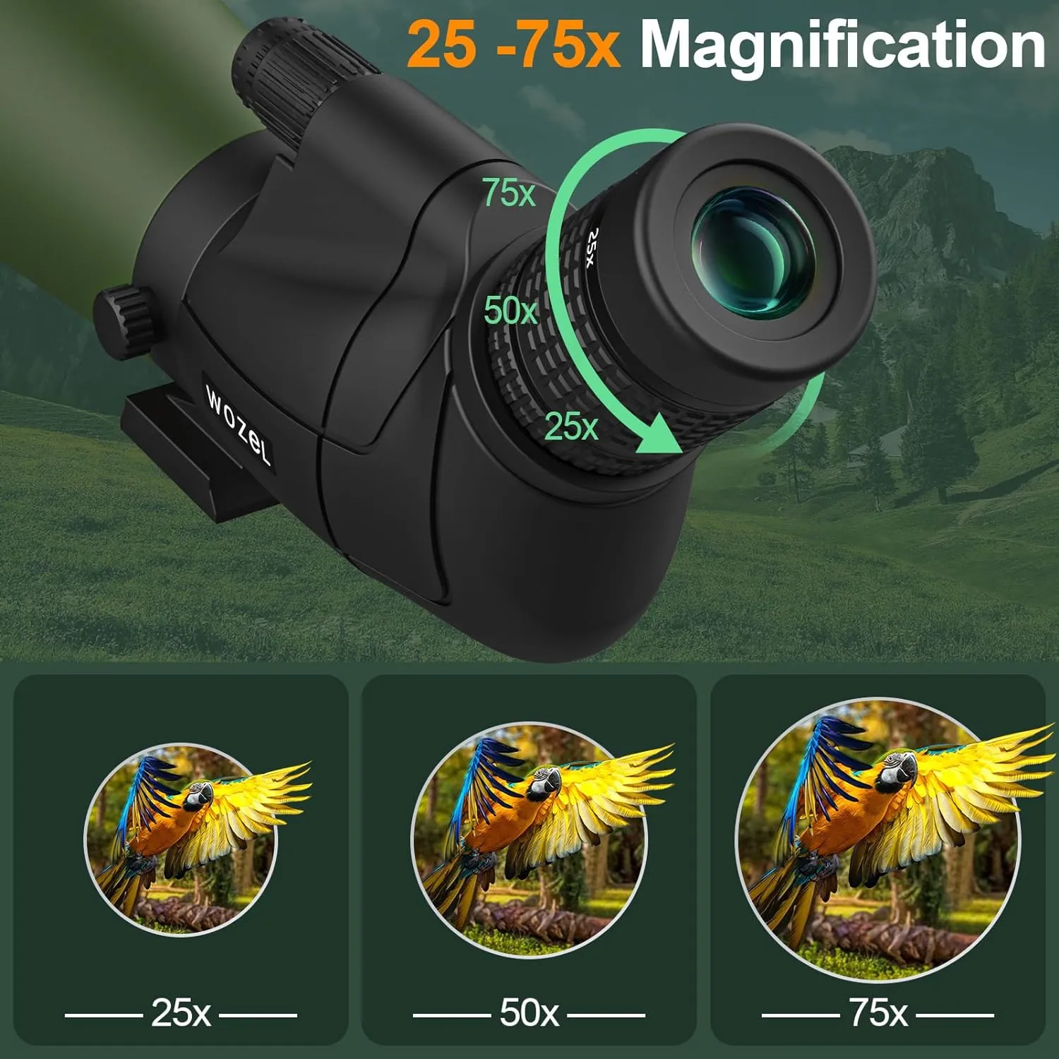 25-75X80/100 Spotting Scopes for Target Shooting - HD Spotter Scope with Tripod Carrying Bag & Smartphone Holder - BAK4 Waterproof Spotting Scope for Bird Watching Hunting Wildlife Viewing