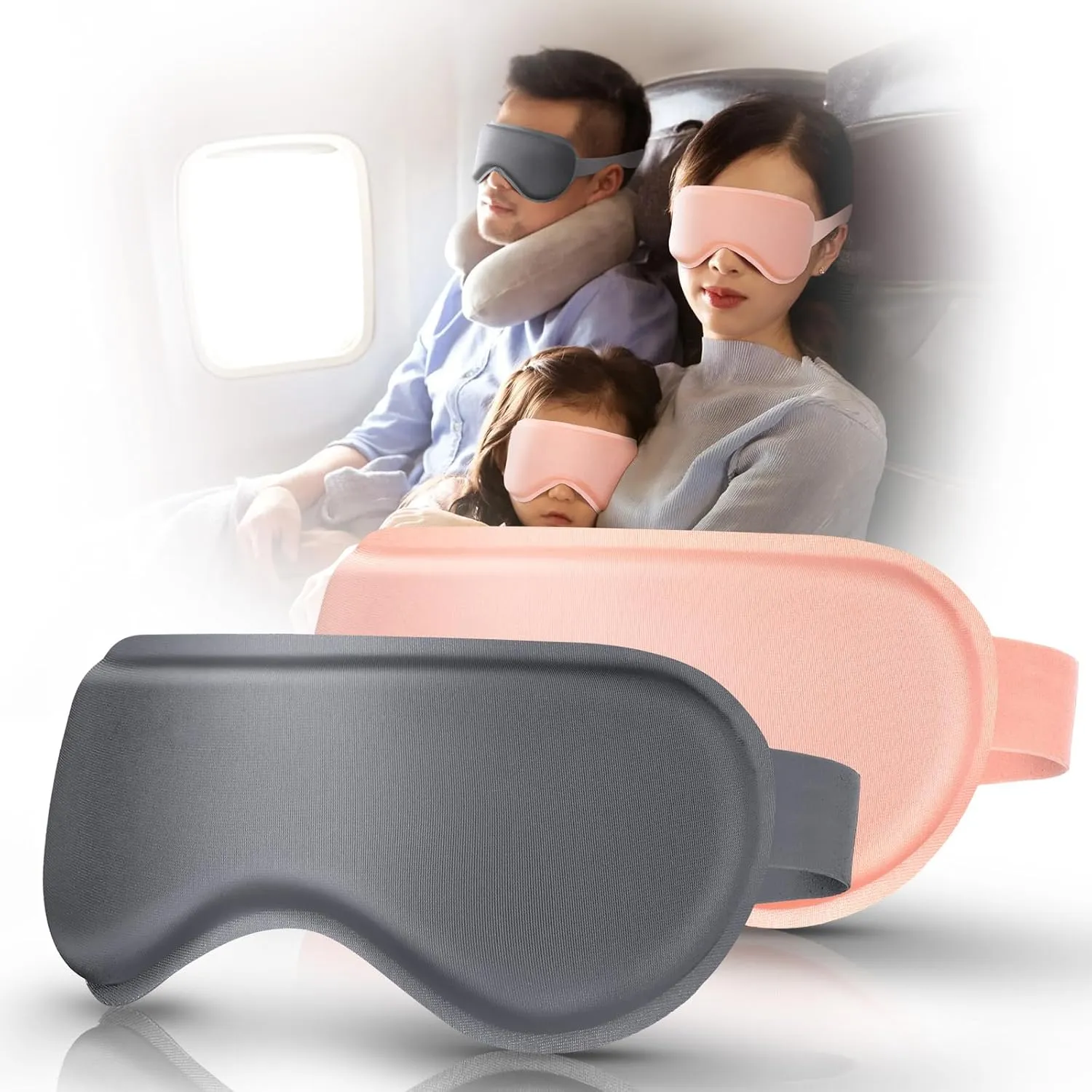 2Pack Gel Cooling Eye Mask, Reusable Cold Eye Masks for Sleep Hot&Cold Therapy Compress Ice Pads for Puffiness, Dark Circles, Dry Eyes, Headaches, Stress Relief (Pink/Grey)