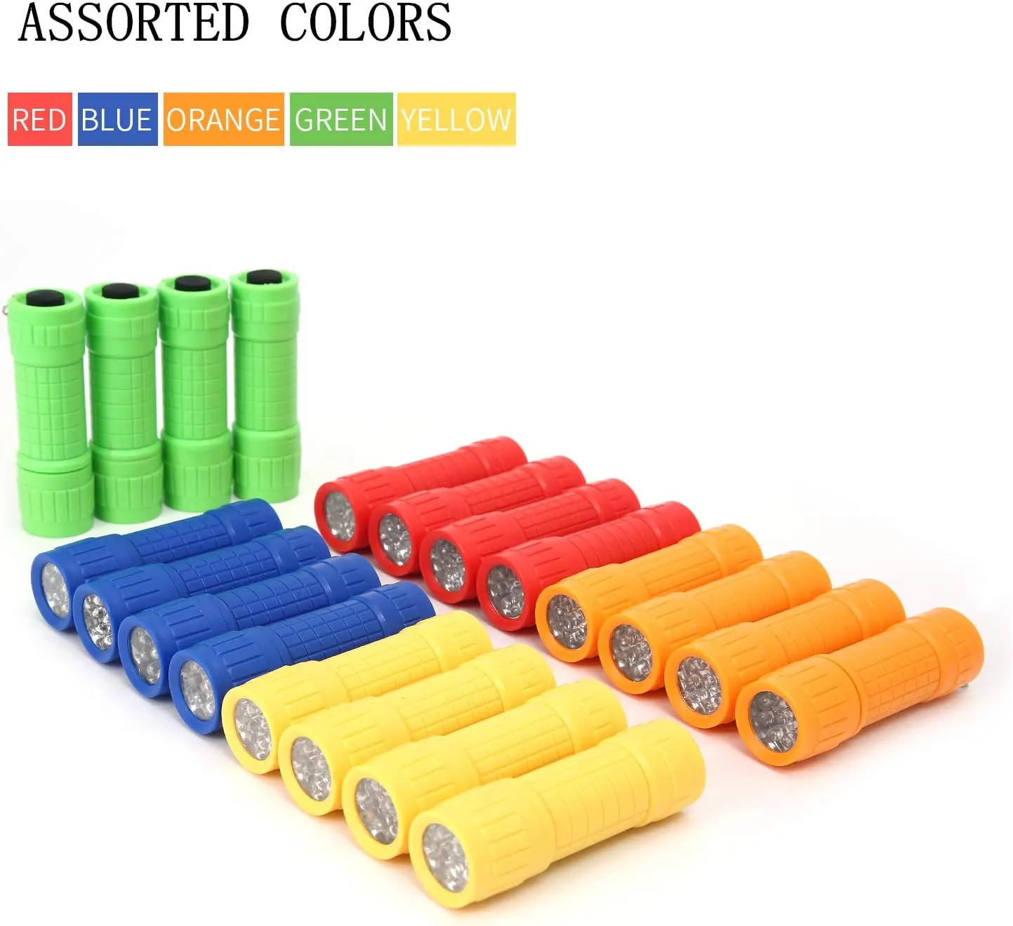 30-Pack Small Mini Flashlight Set, 5 Colors, 9-LED Handheld Flashlight with Lanyard,90-Pack AAA Battery Included for Kids/Night Reading/Party/Camping/Emergency/Hunting(30 Pack)