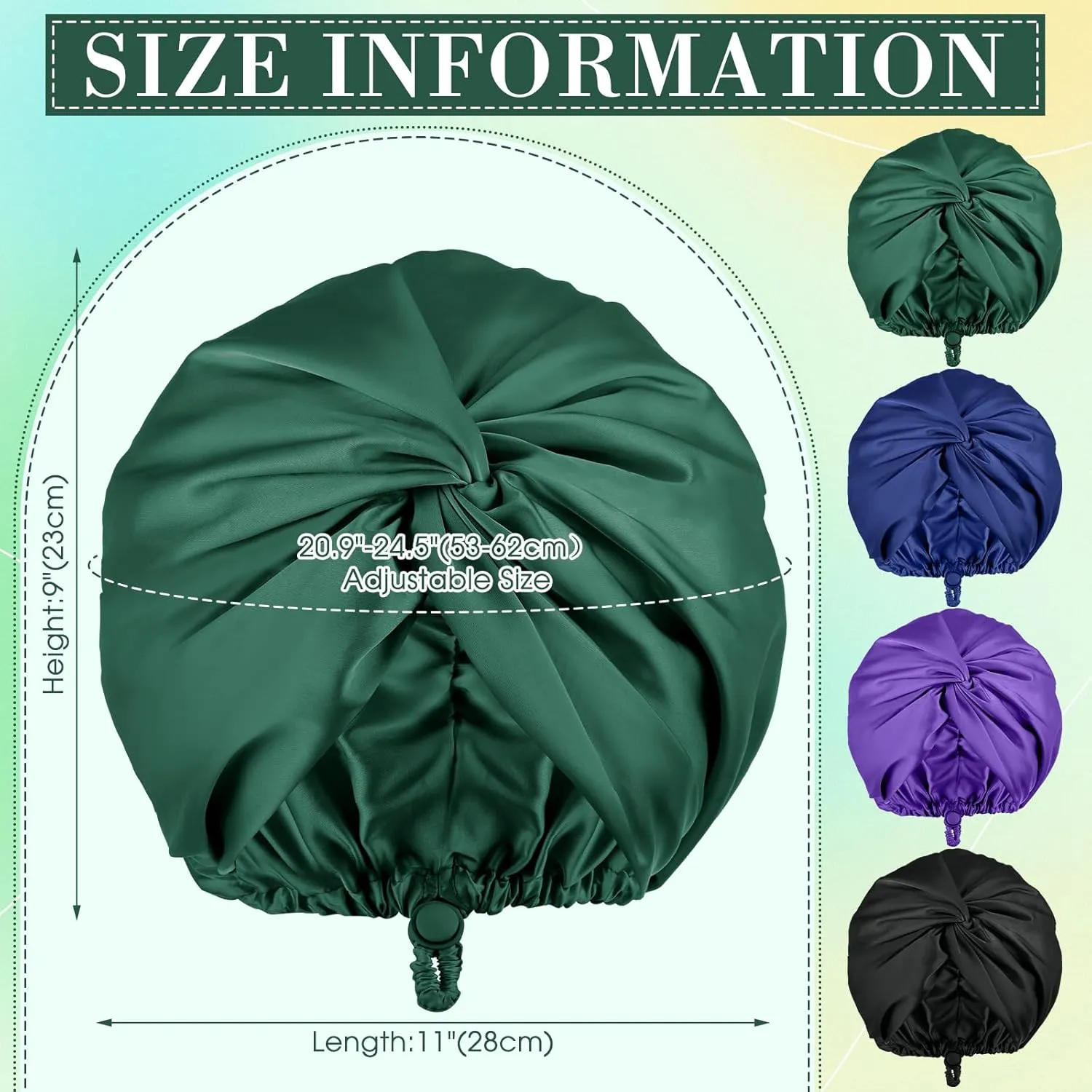 4 Pcs Silk Satin Bonnet for Sleeping Double Layer Hair Wrap Night Sleep Cap Turban for Women Gift Long Curly Straight Hair(Dark Color)