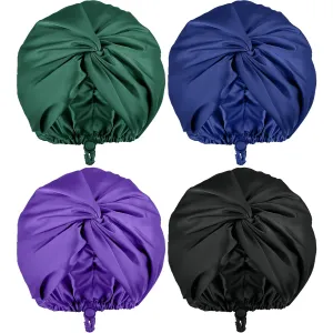 4 Pcs Silk Satin Bonnet for Sleeping Double Layer Hair Wrap Night Sleep Cap Turban for Women Gift Long Curly Straight Hair(Dark Color)