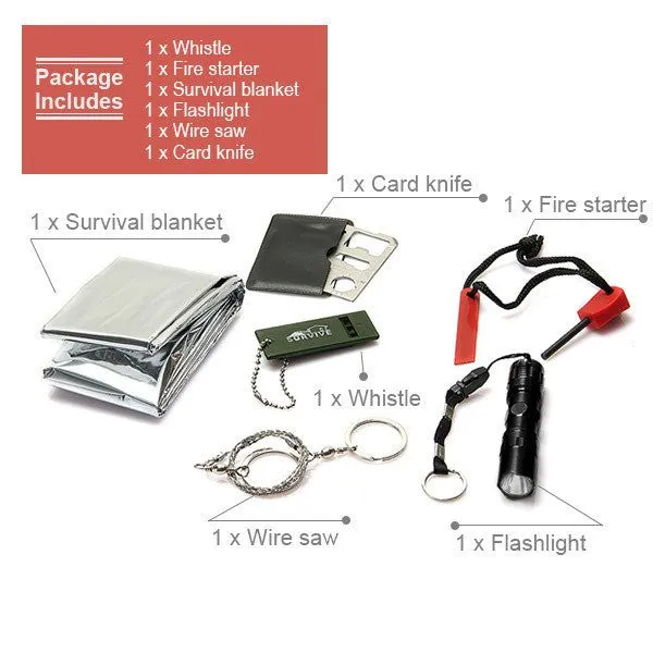 6 in 1 Outdoor Survival Kit - Free Shipping