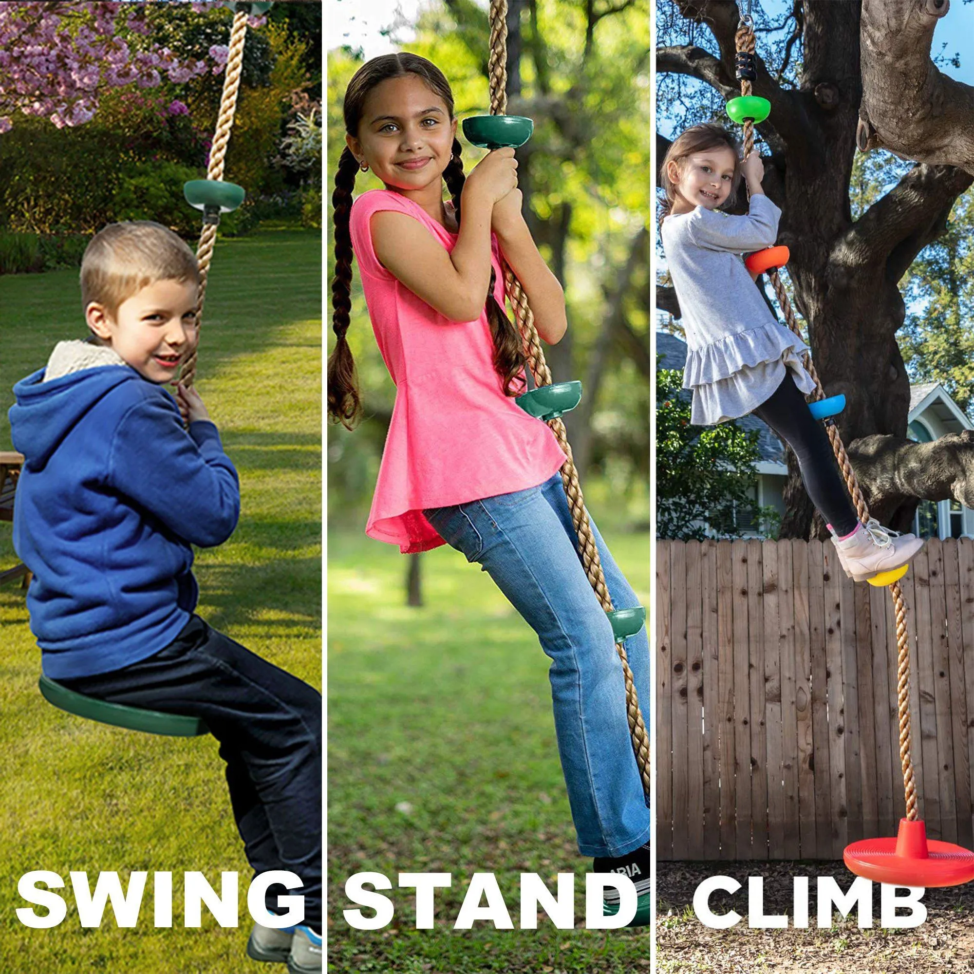 6.5 Ft. Climbing Rope Swing Disc Swing Seat for Kids
