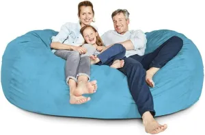 7 Ft Blue Color Giant Bean Bag Chair with Filler Included | Comfortable, Ultra-Soft & Long-Lasting, Durable Double Stitching Removable Zipper Closure Cover
