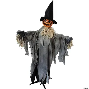 72" Animated Scarecrow Pumpkin with Hat Halloween Decoration