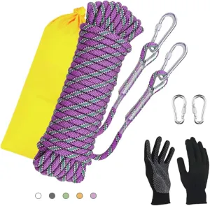 8mm Static Climbing Rope - Heavy Duty Climbing Rope for Rock Climbing, Tree Climbing Gear, Arborist Rope, and Camping Rope - 10m (32ft), 20m (64ft), 30m (96ft)