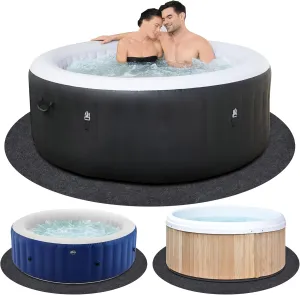 90 Inch Dia Round Inflatable Hot Tub Mat,Waterproof Slip-Proof Backing, Absorbent Spa Pool Ground Base Flooring Protector Mat for Protect Hot Tub Pool from Wear