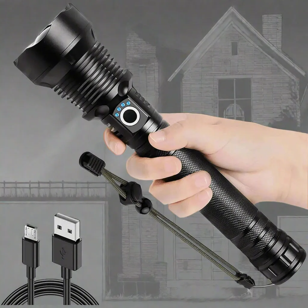 90,000 Lumens Super Bright Rechargeable Waterproof Flashlight with 5 Modes