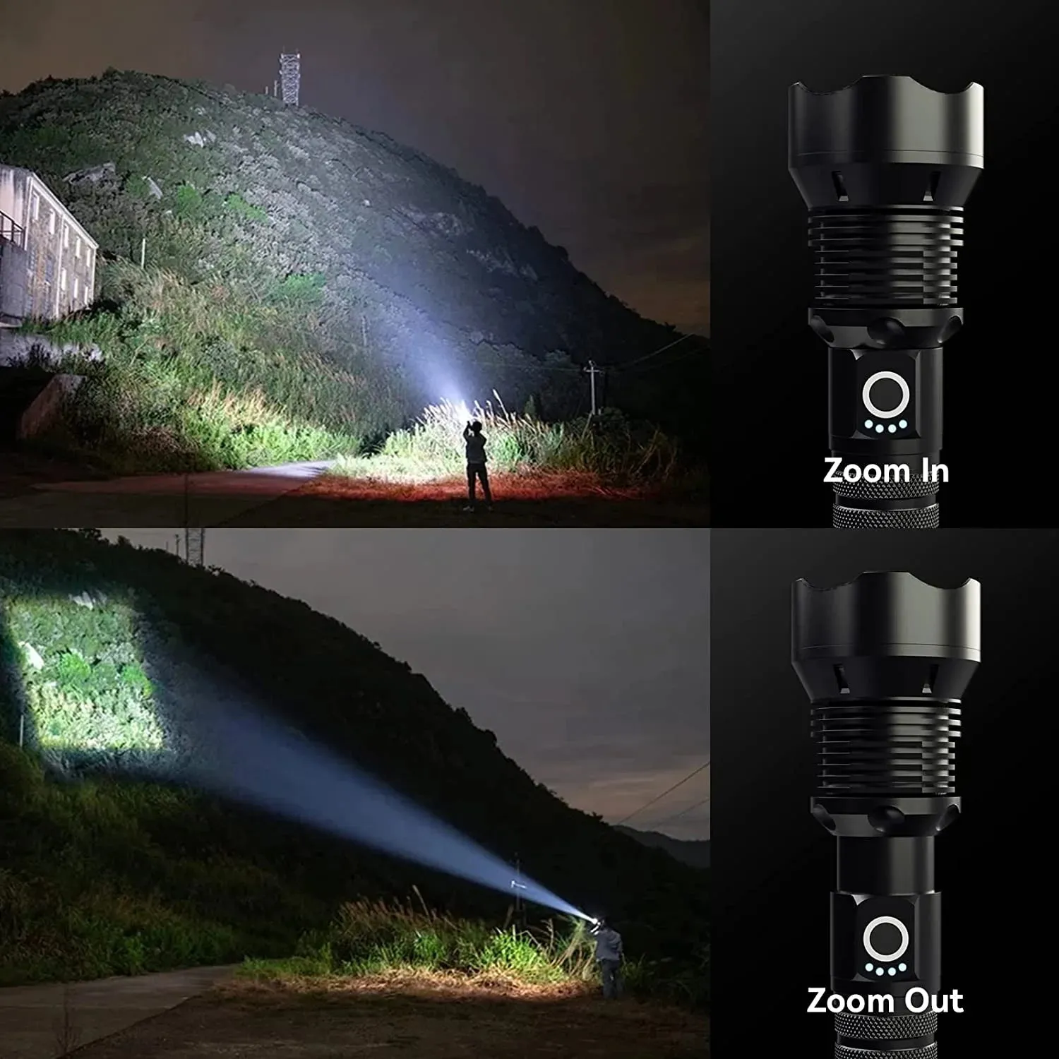 90,000 Lumens Super Bright Rechargeable Waterproof Flashlight with 5 Modes