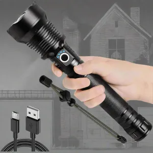 90,000 Lumens Super Bright Rechargeable Waterproof Flashlight with 5 Modes