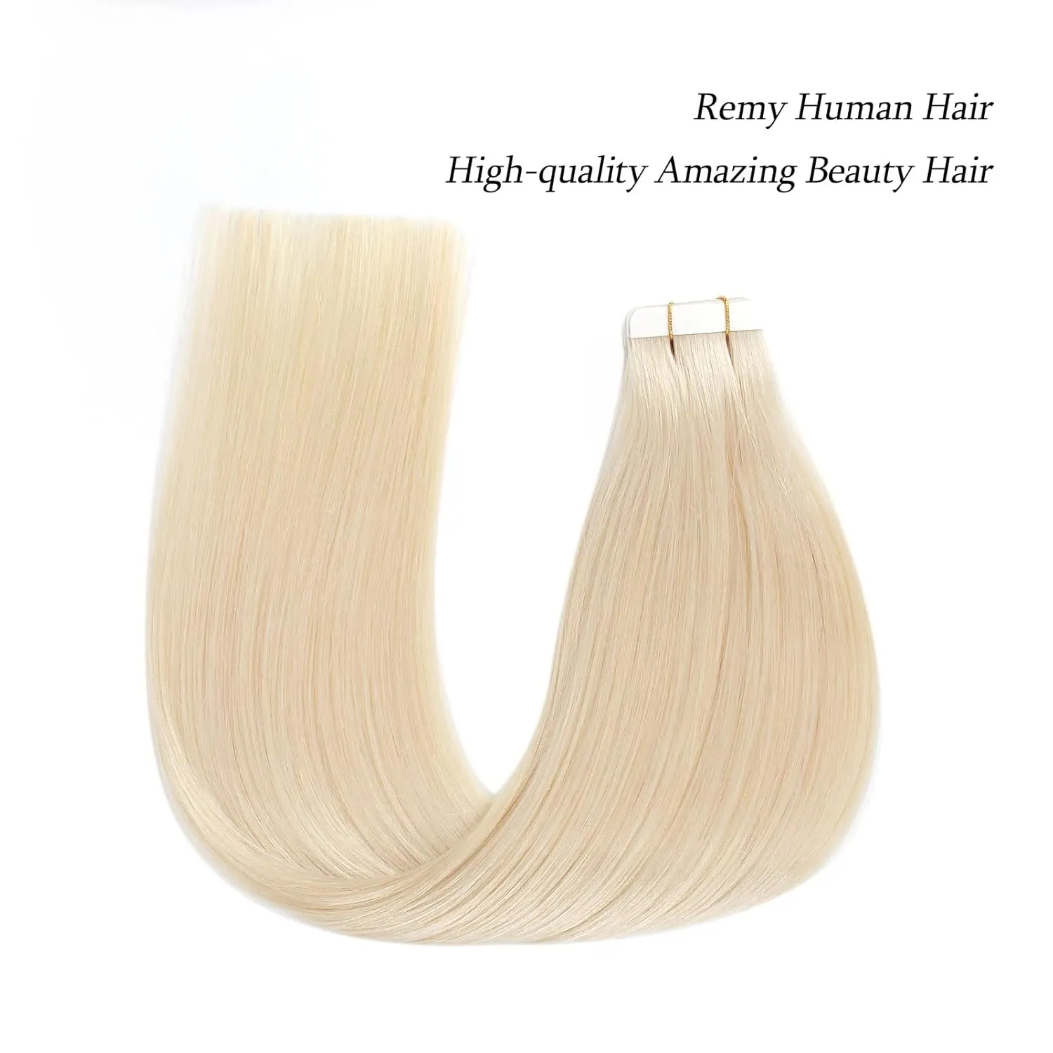 ABH AMAZINGBEAUTY HAIR Tape in Hair Extensions Human Hair, Semi-permanent Remy Human Hair Tape ins, 20 Pieces 50 Grams, Ash Platinum Blonde 60, 14 Inch