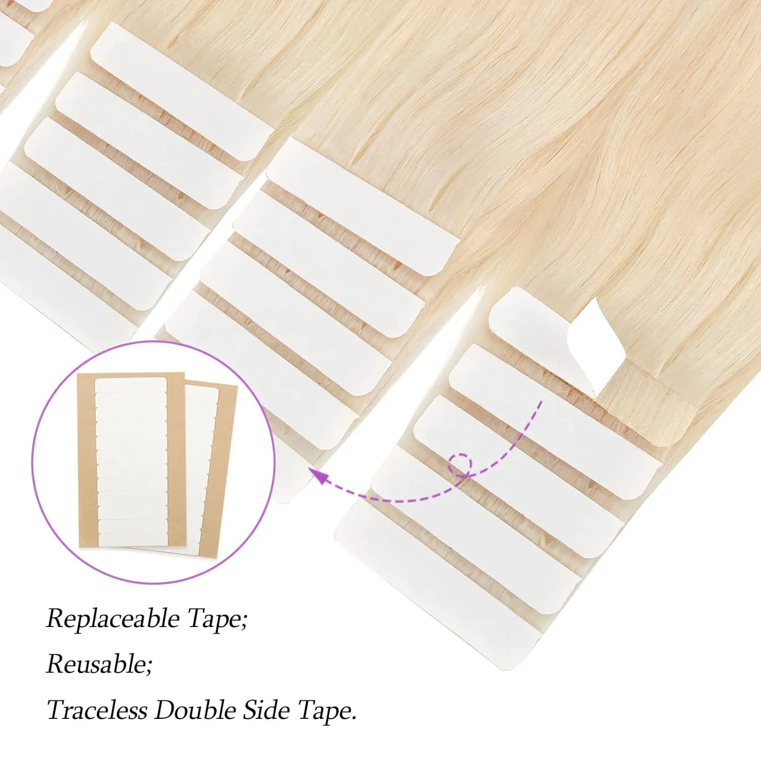 ABH AMAZINGBEAUTY HAIR Tape in Hair Extensions Human Hair, Semi-permanent Remy Human Hair Tape ins, 20 Pieces 50 Grams, Ash Platinum Blonde 60, 14 Inch
