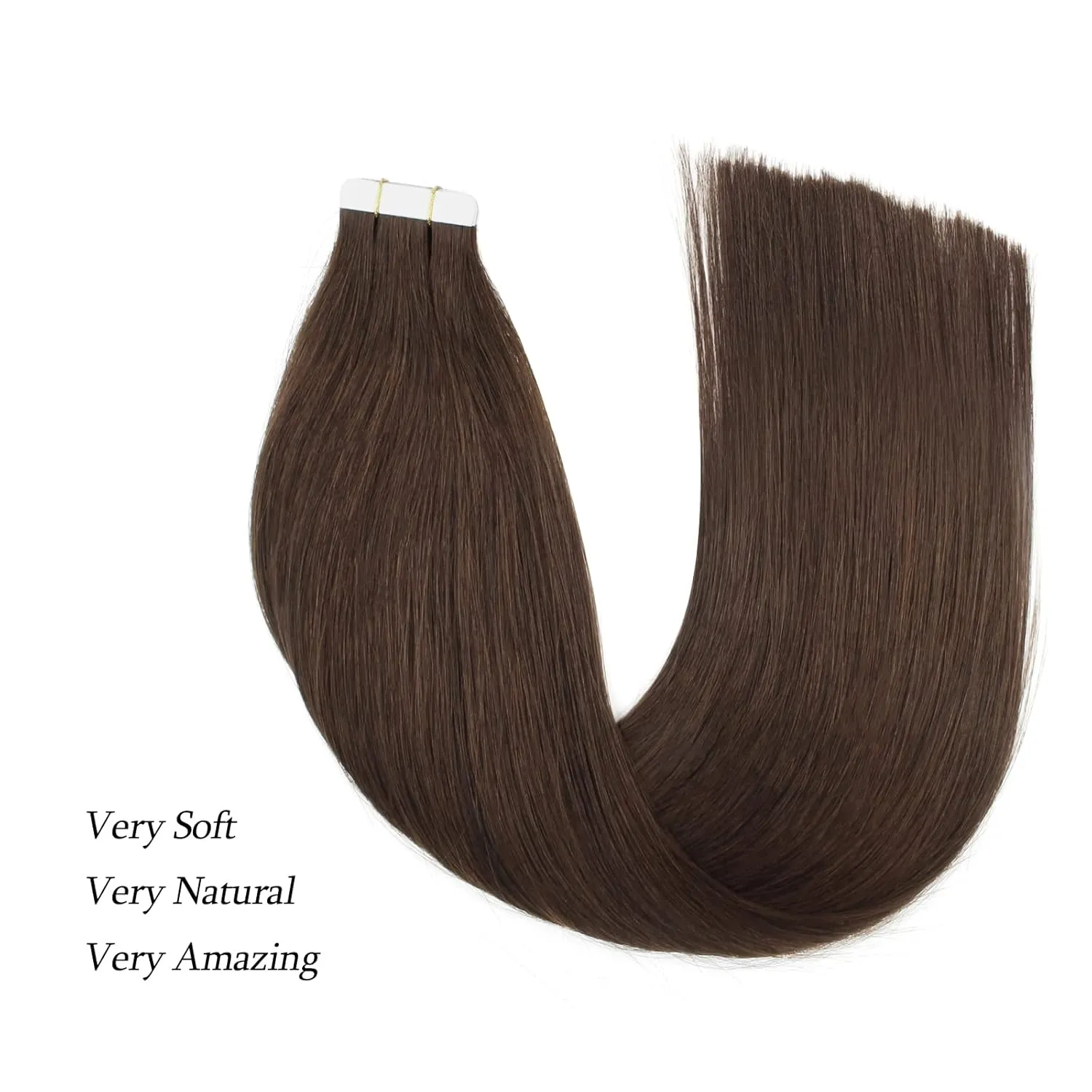 ABH AmazingBeauty Tape in Hair Extensions Human Hair Semi-permanent Tape Attached Real Remy Human Hair Extensions Tape in 50g 20pcs Invisible Seamless Reusable Skin Weft Dark Brown Color 2 22 Inch
