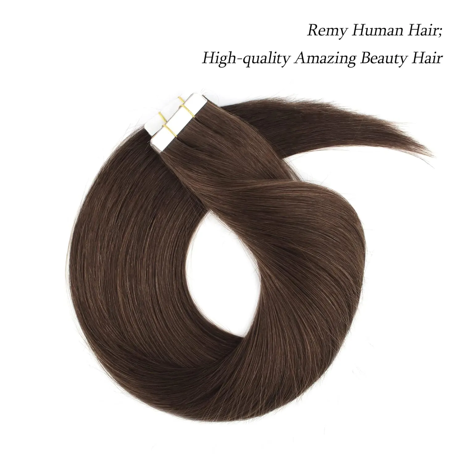 ABH AmazingBeauty Tape in Hair Extensions Human Hair Semi-permanent Tape Attached Real Remy Human Hair Extensions Tape in 50g 20pcs Invisible Seamless Reusable Skin Weft Dark Brown Color 2 22 Inch