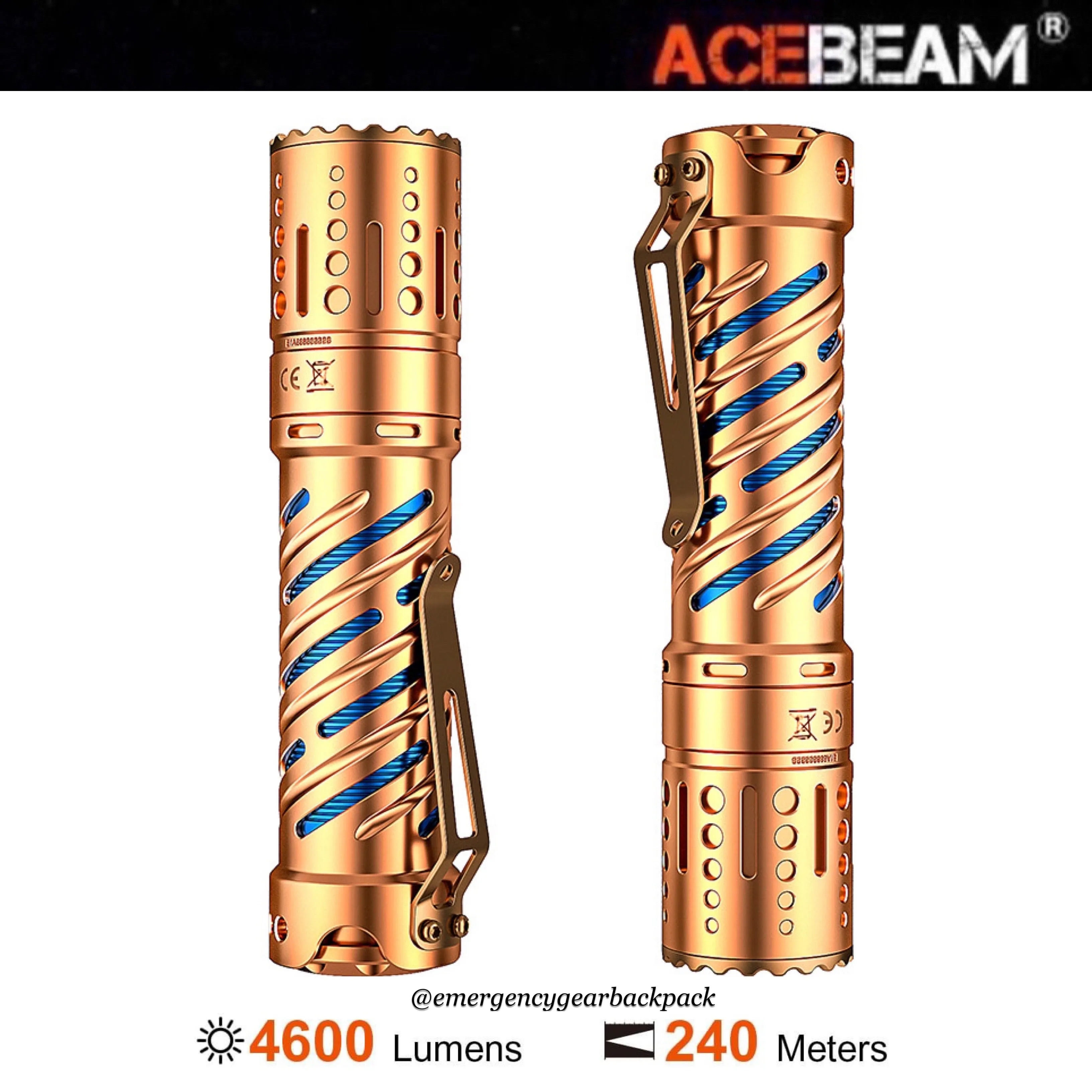 ACEBEAM E70-CU 4600LMS 240M EDC Flashlight (ไม่รวมแบตเตอรี่)