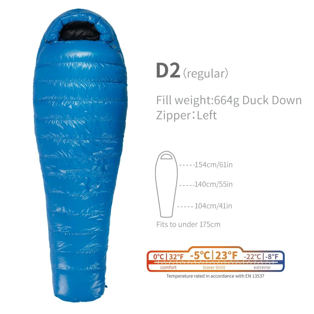 AEGISMAX D2 -5 Degree 650FP Duck Down Sleeping Bag Ultralight Outdoor Camping Hiking Sleeping Bag
