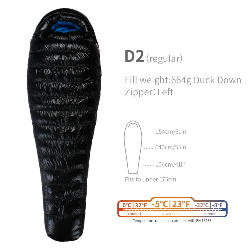 AEGISMAX D2 -5 Degree 650FP Duck Down Sleeping Bag Ultralight Outdoor Camping Hiking Sleeping Bag
