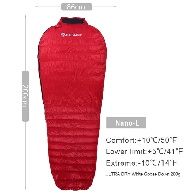 AEGISMAX Ultra-Light Adult Outdoor Camping Down Sleeping Bag