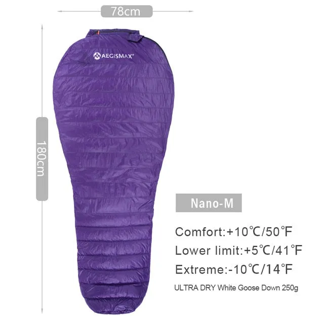 AEGISMAX Ultra-Light Adult Outdoor Camping Down Sleeping Bag