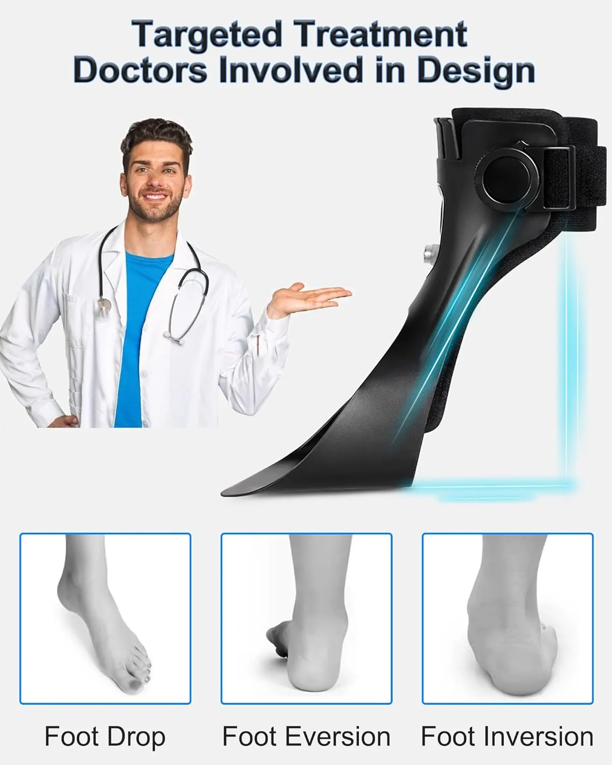 AFO Drop Foot Brace for Walking - Upgraded Inflatable Version, More Comfortable & Efficient, Adjustable Foot Drop Orthotic Brace, Achilles Tendonitis, Plantar Fasciitis, Stroke, TBI, ALS, MS, Bone Fracture, AFO, ASO(Right, X-Large)