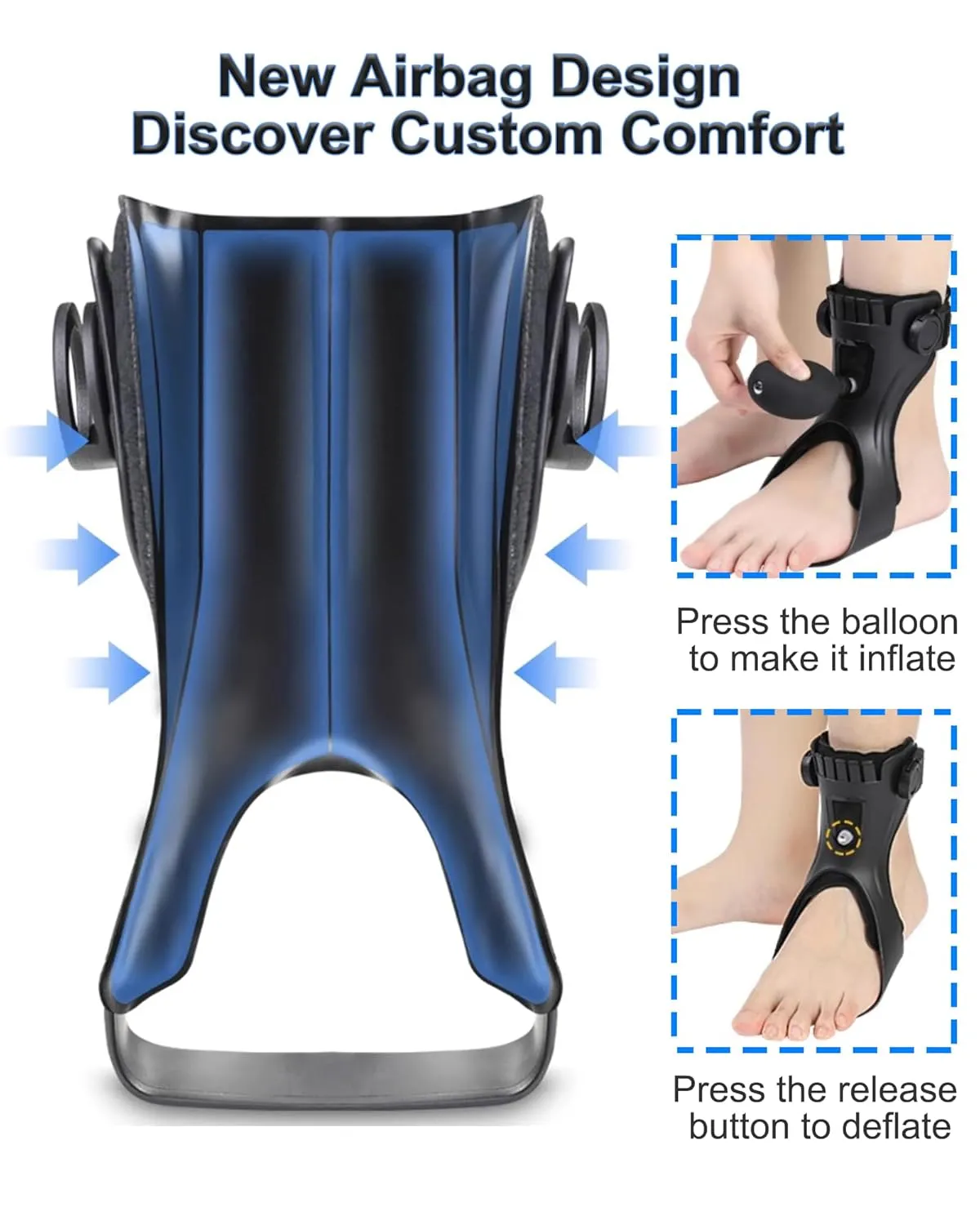 AFO Drop Foot Brace for Walking - Upgraded Inflatable Version, More Comfortable & Efficient, Adjustable Foot Drop Orthotic Brace, Achilles Tendonitis, Plantar Fasciitis, Stroke, TBI, ALS, MS, Bone Fracture, AFO, ASO(Right, X-Large)