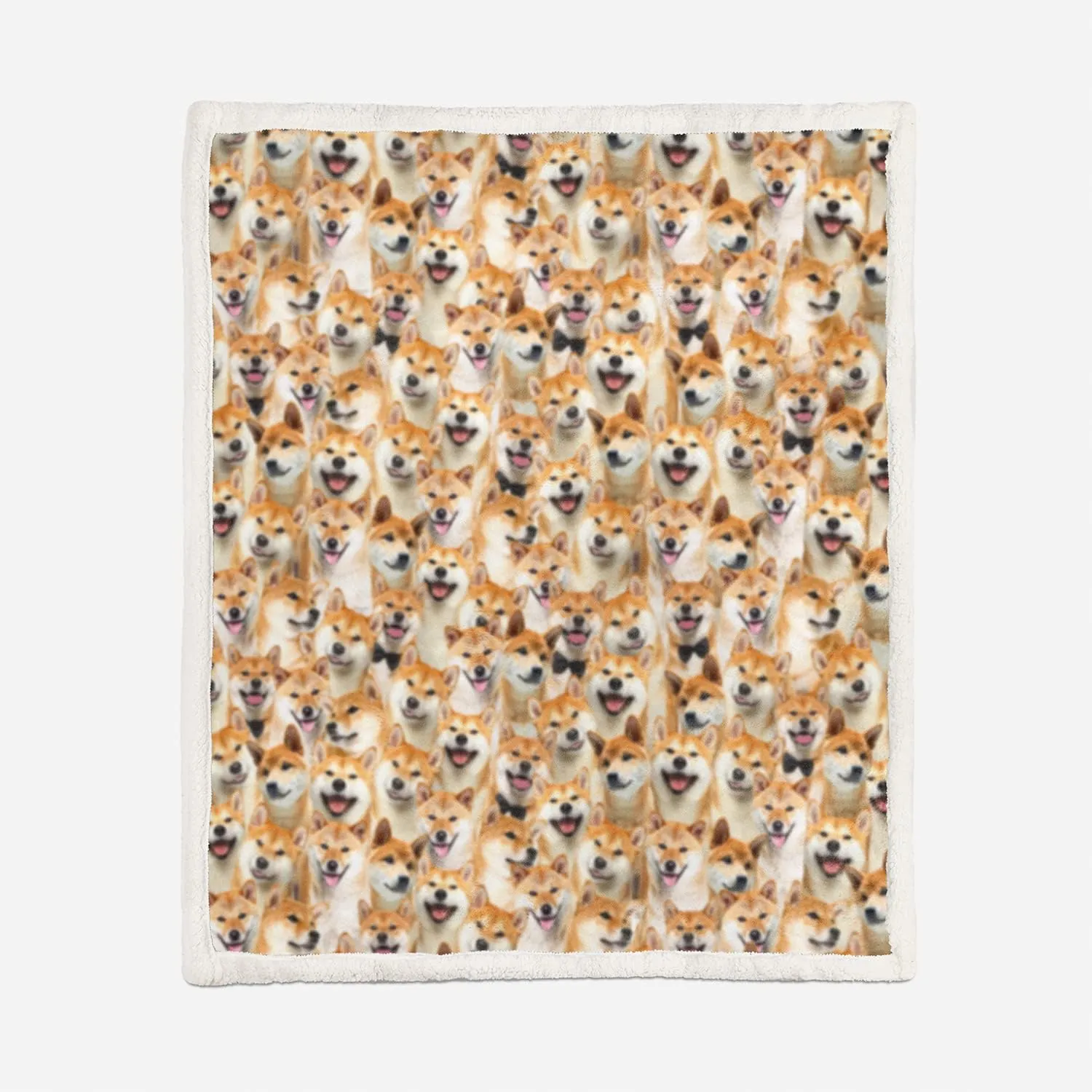 AILONEN Shiba Inu Dog Blanket for Kids & Adults, Cute Puppy Plush Blanket with Shiba Inu Animal Print, Double Sided Sherpa Throw (70 x 55 Inches)