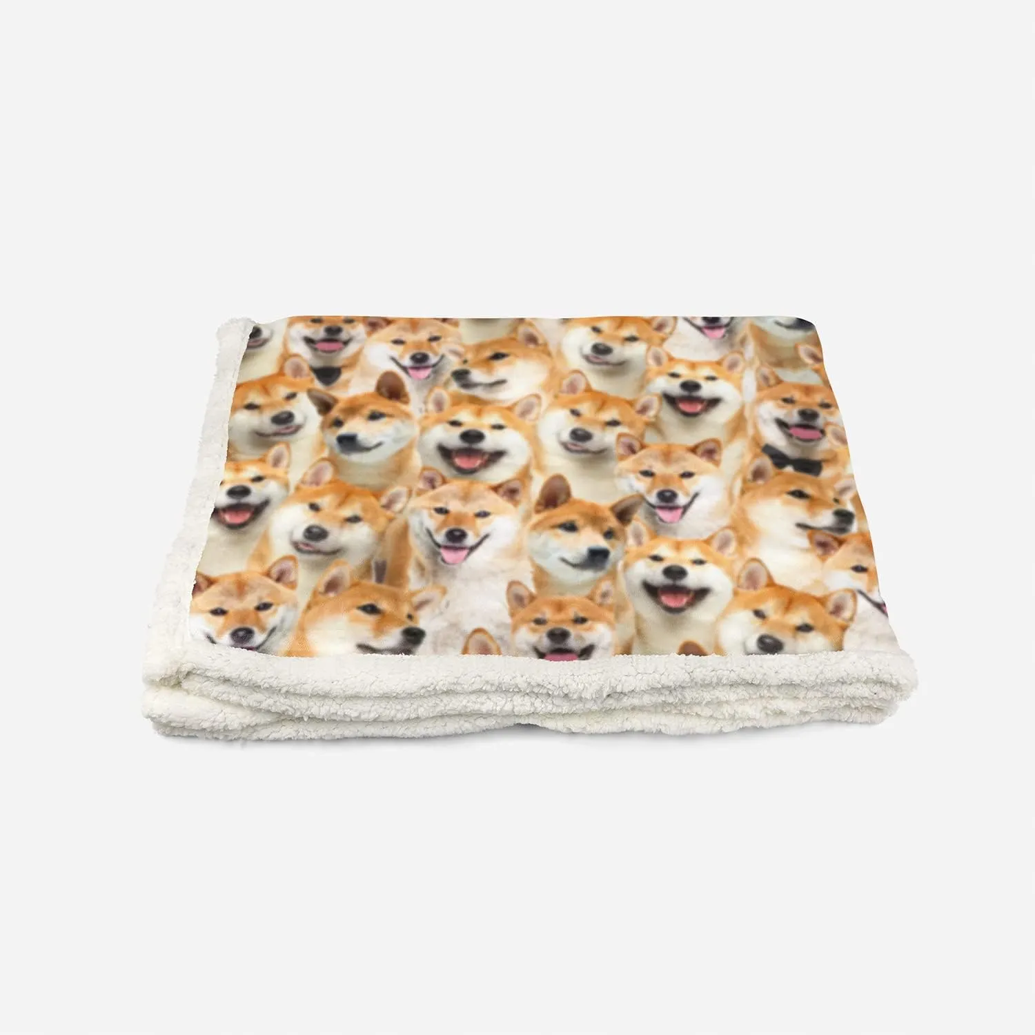 AILONEN Shiba Inu Dog Blanket for Kids & Adults, Cute Puppy Plush Blanket with Shiba Inu Animal Print, Double Sided Sherpa Throw (70 x 55 Inches)