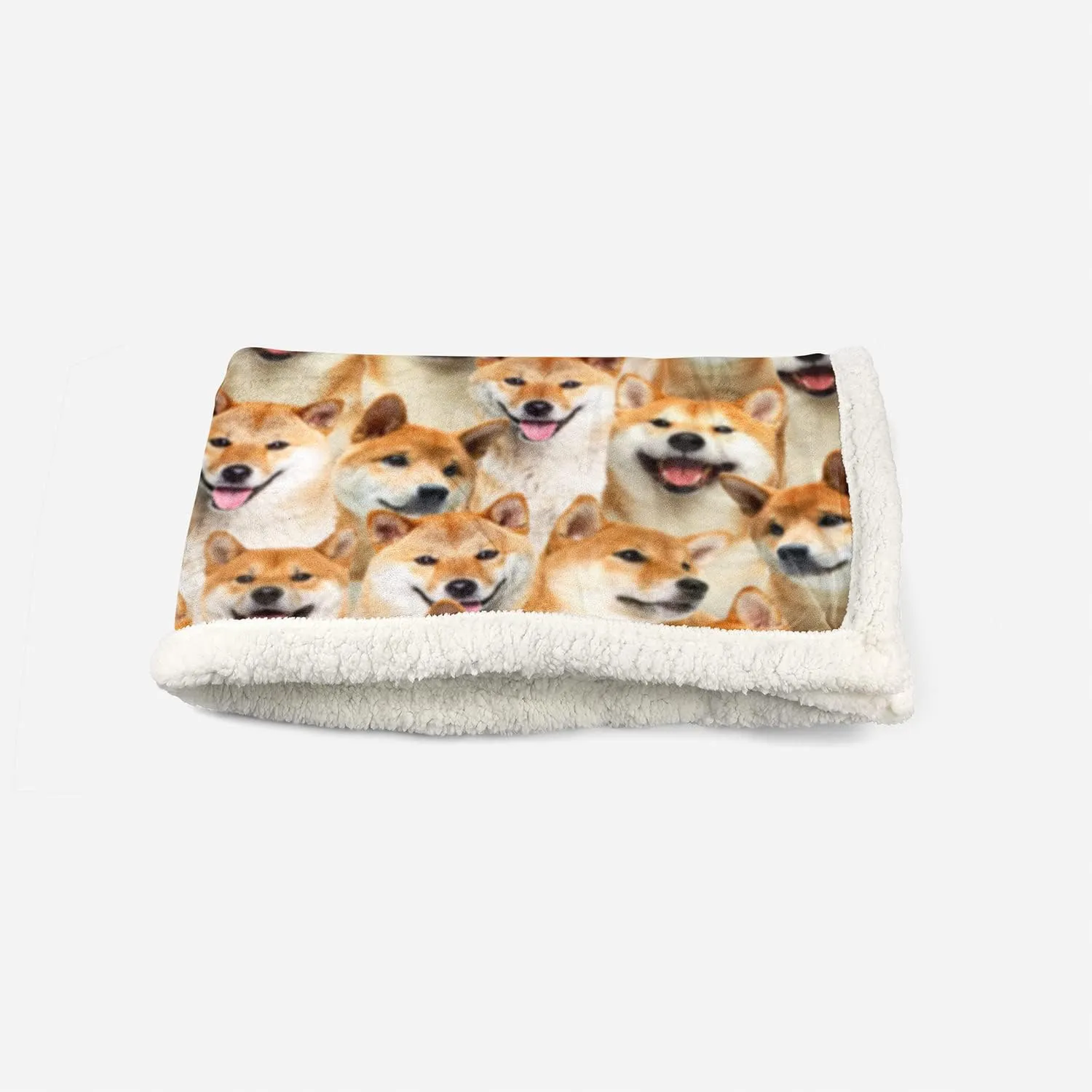 AILONEN Shiba Inu Dog Blanket for Kids & Adults, Cute Puppy Plush Blanket with Shiba Inu Animal Print, Double Sided Sherpa Throw (70 x 55 Inches)