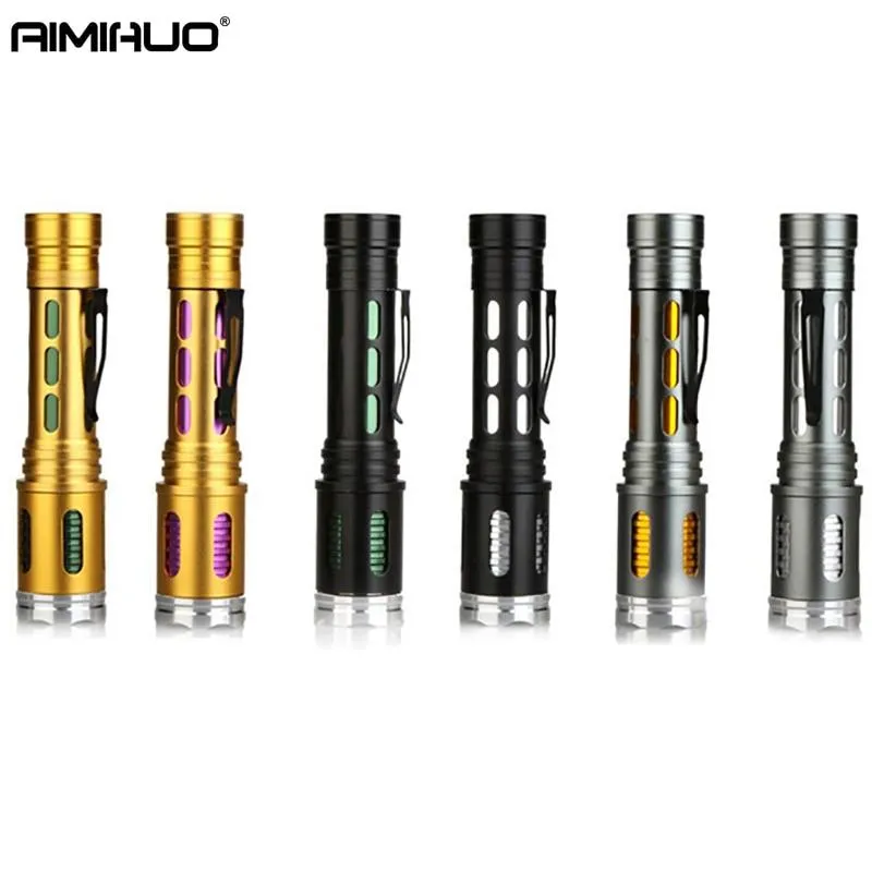 AIMIHUO Cree T6 LED Flashlight Multicolor Rotary Zoom Flashlight LED Powerful Camping Torch Lamp For Rechargeable 18650 Battery