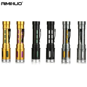 AIMIHUO Cree T6 LED Flashlight Multicolor Rotary Zoom Flashlight LED Powerful Camping Torch Lamp For Rechargeable 18650 Battery